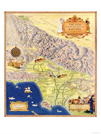 Spanish and Mexican Ranchos of Los Angeles - Panoramic Map