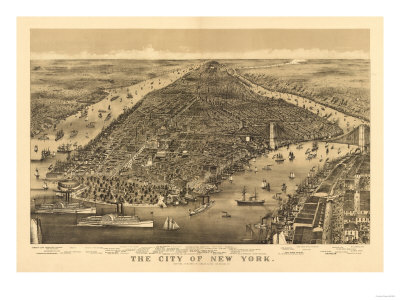 New York City, New York - Panoramic Map
