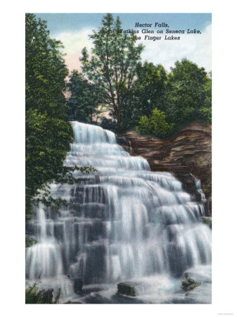 Watkins Glen, New York - Hector Falls near Seneca Lake View