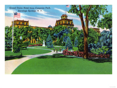 Saratoga Springs, New York - Congress Park View of the Grand Union Hotel