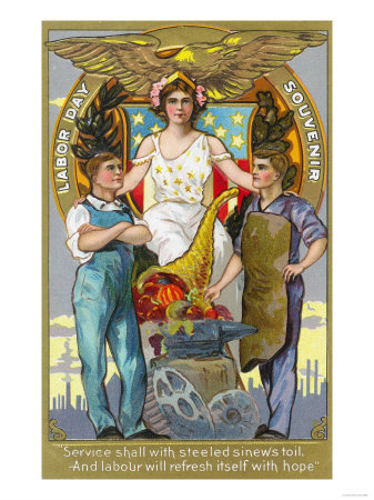 Labor Day Souvenir Laborers with Lady Justice