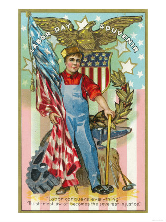 Labor Day Souvenir Labor Holding US Flag and Sledgehammer