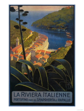 La Riviera Italienne: From Rapallo to Portofino Travel Poster - Portofino, Italy