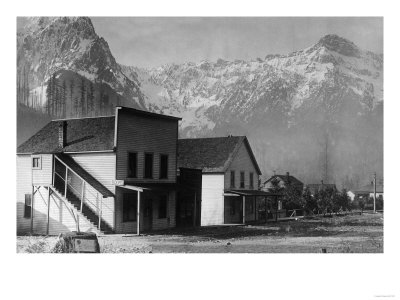 View of Index Ave, Residences and Mountain Background - Index, WA