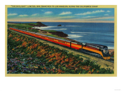 The Daylight Limited Train on California Coast - California Coast