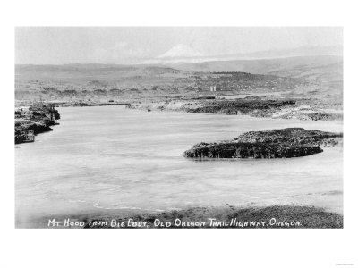 Old Oregon Trail Highway & Mt. Hood at Big Eddy Photograph - Columbia Gorge, OR