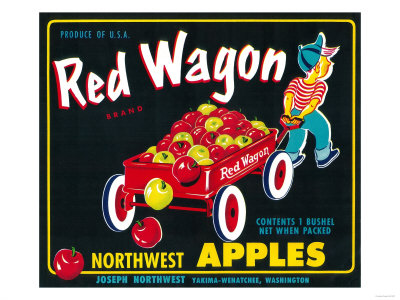 Red Wagon Apple Label - Yakima, WA
