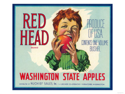 Red Head Apple Label - Wenatchee, WA