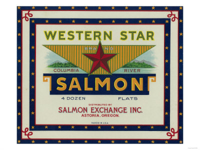 Astoria, Oregon - Western Star Salmon Case Label