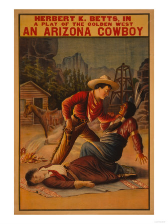 An Arizona Cowboy - Cowboy and Indian Fight Poster