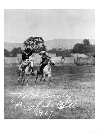 "Buffalo Bill" Cody Riding Horse next to Native American Photograph