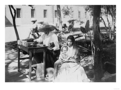 Woman with Baby and Public Letter Writer Photograph - Mexico