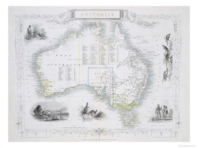 Australia, from a Series of World Maps, c.1850 Poster