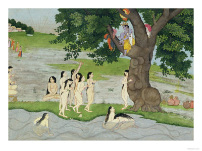 Krishna Steals the Clothes of Gopies, from the Bhagavata Purana, Kangra, Himachal Pradesh, 1780