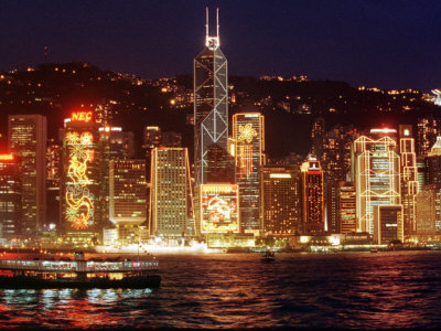 The Buildings are Lit up for the Handover Celebrations, Hong Kong 26, June 1997