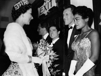 The Queen Talking to Bruce Forsythe and Eartha Kitt. November 1958 Photographic Print