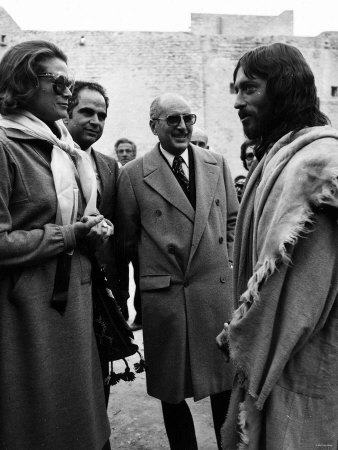 Princess Grace of Monaco Meets Actor Robert Powell 1976. on the Set of the Film the Life of Christ