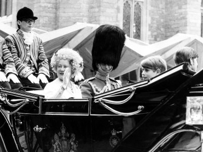Queen Mother and Prince Charles in a Carriage at Silver Jubilee 1977