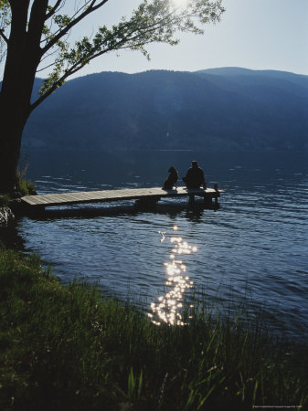 Buy Man and His Dog on a Lake Skaha Dock at AllPosters.com