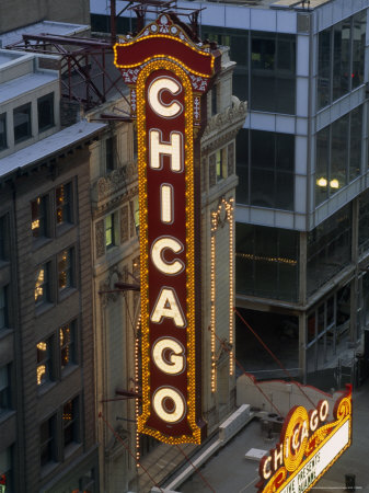 Buy The Sign Outside the Chicago Theater at Dusk at AllPosters.com