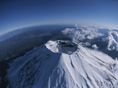 Aerial, Wide-Angle View of Mt. Fuji
