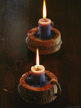 Buy Two Candles in Rustic Candlesticks at AllPosters.com