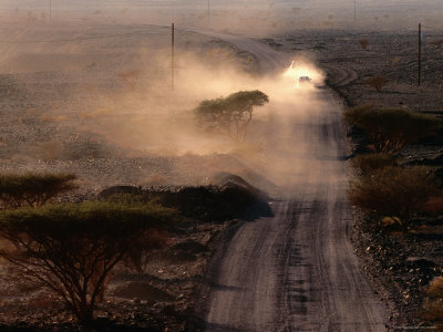 Dust Cloud Following a Car Travelling Down a Gravel Road, Wadi Surmayni, Shuwayhah