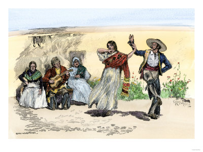 Spanish Californians or Mexicans Dancing the Fandango, 1800s