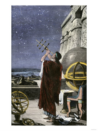 Greek Astronomer Hipparchus Mapping the Stars over Alexandria, Ancient Egypt