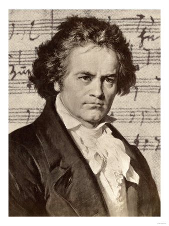 Ludwig Van Beethoven with One of His Manuscripts