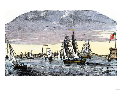Ships in the Harbor of Charleston, South Caroling in the 1840s.