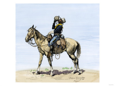 Buffalo Soldier Drinking from His Canteen on a Desert March