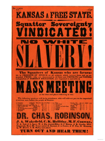 Kansas Poster Calling for Homesteaders to Rally under Pro-Slavery Governor Charles Robinson, 1850s