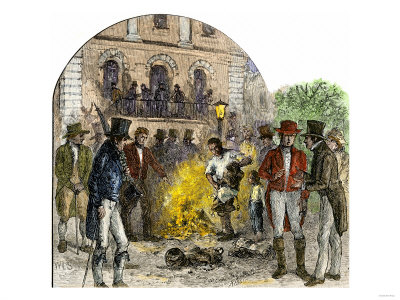 Pro-Slavery Bonfire of Abolitionist Literature in Charleston, South Carolina, 1830s