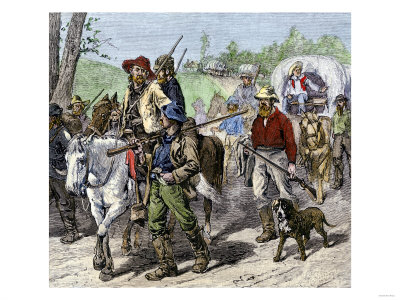 Missouri Border Ruffians Entering Kansas to Vote for Slavery in the Territory
