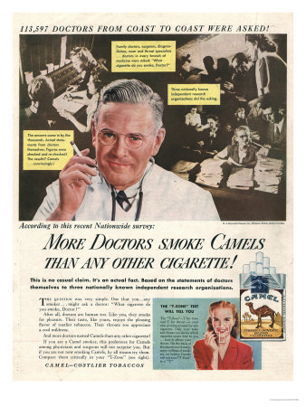 Camels, Cigarettes Smoking Medical, USA, 1946