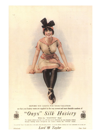 Onyx Silk Stockings Womens Nylons Hosiery, USA, 1915