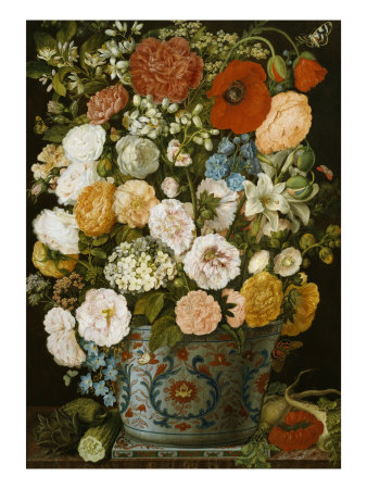 Camellias, Poppies, a White Hydrangea, Roses, Carnations, and Lilies in an Imari Urn