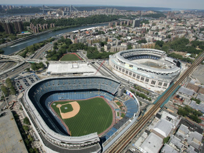 Old New York Yankees Stadium next to New Ballpark, New York, NY