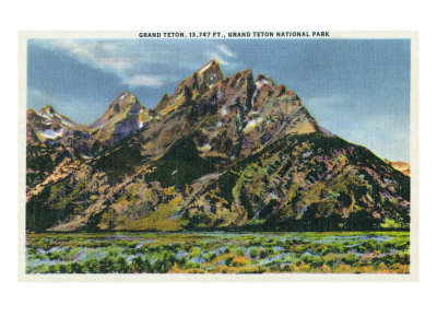 Grand Teton National Park, Wyoming, General View of Grand Teton Mountain