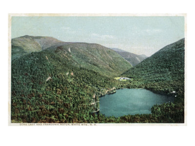 White Mts., New Hampshire, Aerial View of Echo Lake and Franconia Notch