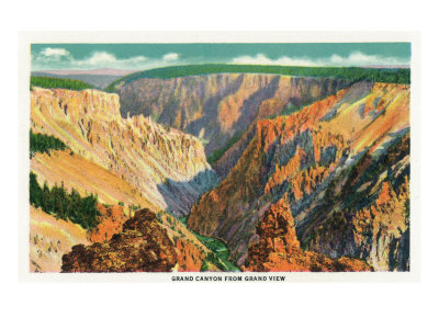 Aerial View of Grand Canyon from Grand View, Yellowstone National Park, Wyoming