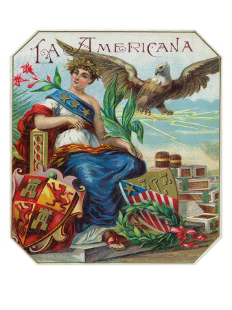 La Americana Brand Cigar Box Label