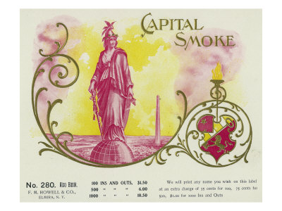 Capital Smoke Brand Cigar Box Label