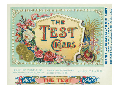 The Test Cigars Brand Cigar Box Label