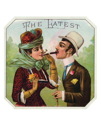The Latest Brand Cigar Box Label, Woman Smoking