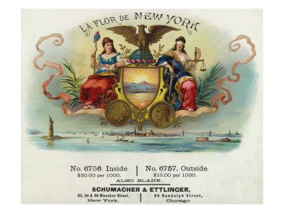 La Flor de New York Brand Cigar Box Label