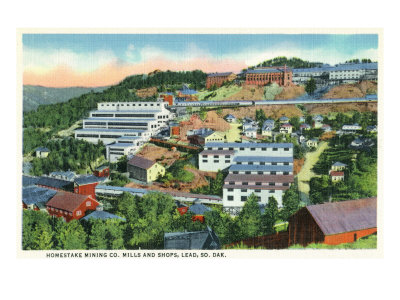 Lead, South Dakota, Aerial View of the Homestake Mining Co Mills and Shops