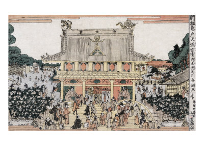 Kameido Tenmangu Shrine, Japanese Wood-Cut Print