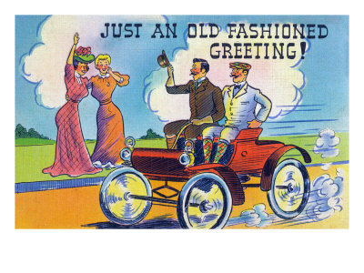  Fashioned Education on Old Fashioned Greeting  Gentlemen Riding Car By Ladies Posters